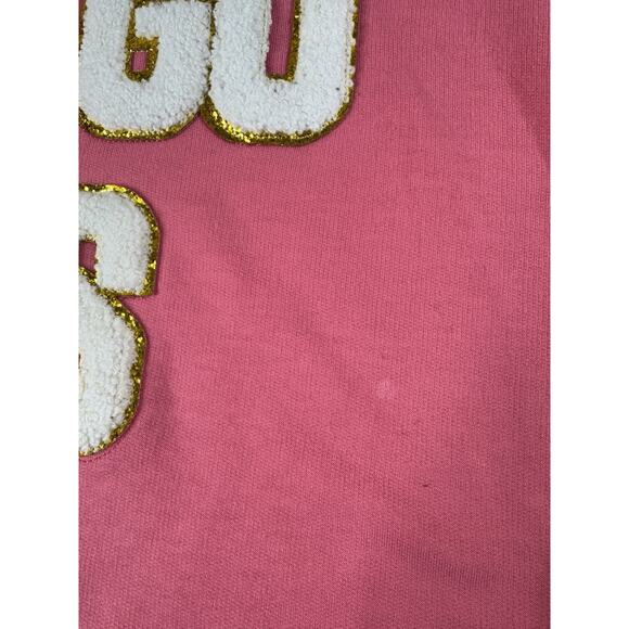 Simply Southern Sweatshirt M Pink LET’S GO GIRLS Sparkle Letter Cowboy Western - Picture 6 of 11